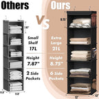 Simple Houseware 5 Shelf Hanging Closet Organizer, Black