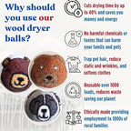 Wool Dryer Balls – 6 XL Organic Wool Balls, Reusable Natural Fabric Softener, Reduce Drying Time, Wrinkles, Static & Laundry Clumping, Eco-Friendly Laundry Balls