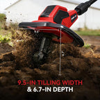 Cordless Tiller for Gardening, 360RPM Electric Garden Tiller with 2x4.0Ah Batteries & Charger, 9.5In Tilling Width and 6.7In Depth Garden Rototiller Cultivator for Lawn, Gardening, Soil Cultivation