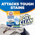 ARM & HAMMER Power Sheets Laundry Detergent Plus OxiClean Stain Fighters, 6in1, Sparkling Fresh Scent, 42 Count, 84 Medium Loads