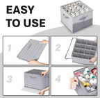 ALCOVA Shoe Organizer for Closet, 2 Pack Shoe Storage Box with Clear Cover, Foldable Shoe Storage Box, Fits up to 16-32 Pairs, Gray