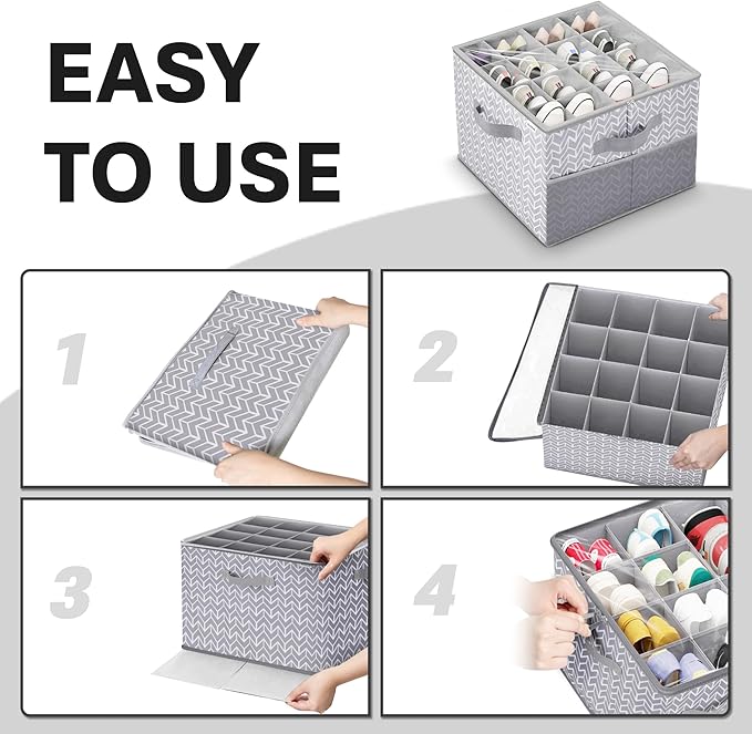 ALCOVA Shoe Organizer for Closet, 2 Pack Shoe Storage Box with Clear Cover, Foldable Shoe Storage Box, Fits up to 16-32 Pairs, Gray