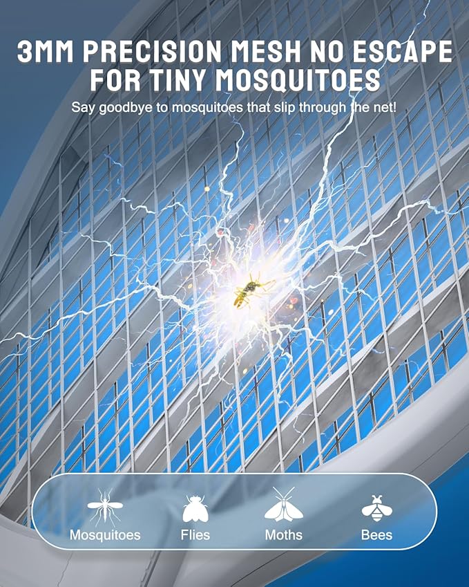 Electric Fly Swatter, 3800V Handheld Bug Zapper Racket, Type-C Rechargeable, Mosquito Zapper for Indoor Outdoor, 3-Layer Safety Mesh, Easy to Use, Lightweight (Basic 1 Pack)