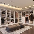 MODCART Tall Hanging Closet Unit, Modular Closet System, Wood Closet System Organizer with Storage for Walk In Closets, Clothing Rack Wardrobe Closet for Hanging Clothes, Bedroom, White, 28.5"W