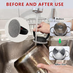 MEIXINZHI Cast Iron Cleaner, Chain Mail Scrubber & Pan Grill Scrapers - 2 in 1 Cast Iron Skillet Cleaner (Black, with mat)