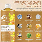 Dr. Jacobs Naturals Orange & Ginger Castile All-in-One Cleaner and Soap - Plant-Based Formula for House Cleaning Floors and Appliances - Gentle on Skin and the Planet - 32 oz, 2 Pack
