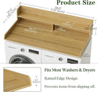2-Tier Washer Dryer Countertop, Laundry Room Organization and Storage, 27.6" x 54" Wood Laundry Countertop for Washer and Dryer, Natural