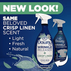 Downy Wrinkle Releaser Spray, All In One Formula, Removes Wrinkles, Static and Odor Eliminator, Crisp Linen Scent, 33.8 Fl Oz, Pack of 2 (Packaging May Vary)