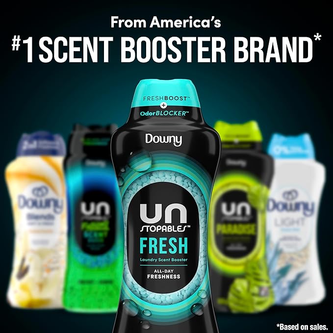 Downy Unstopables In Wash Scent Booster Beads, Fresh Scent, 24 oz, Laundry Beads for odor Protection, Downy Scent Booster Beads, Laundry Scent Boosters