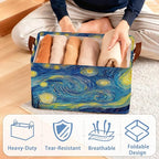 Starry Night Moon Storage Basket with Handles,Collapsible Rectangle Organizer Bin for Room Decoration Books Box Baskets 17x11.5x10Inch