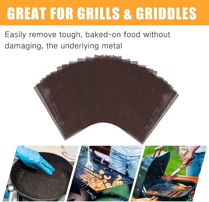 400 Pack Griddle 4x5.5'' Screen Grill Cleaning Screens Pre-treated Abrasive Mesh Pads for Flat Top Stainless Steel Griddle Cleaning Accessories Bundle
