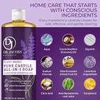 Dr. Jacobs Naturals Lavender Castile All-in-One Cleaner and Soap - Plant-Based Formula for House Cleaning Floors and Appliances - Gentle on Skin and the Planet - 32 oz, 1 Pack