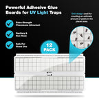 Catchmaster Vector Trap Replacement, UV Light Fly Traps for Home, Unscented Sticky Gnat Glue Boards for House, UV Lamp Insect & Mosquito Killer Refill, Adhesive Bug Light Boards, 12-Pack White