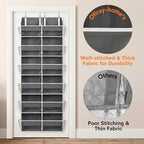 Over the Door Organizer 6 Tiers, Extra Large Behind Door Storage of 12 Compartments, 80 lbs Weight Capacity Hanging Storage Organizer with Clear Window Kids Toys, Shoes, Diapers, Room storage