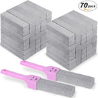 70 Pack Pumice Stones Bulk for Cleaning - Grey Pumice Scouring Pad with 2 Universal Handles, Pumice Stick Cleaner for Removing Toilet Bowl Ring, Bath, Household, Kitchen, Pool, 5.9 x 1.4 x 0.9 Inch