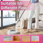 Spin Mop and Bucket with Wringer Set for Home,360° Mop and Bucket with Separate Clean and Dirty Water,Wet Dust Mop for Floor Cleaning with Extra Refills (Pink)