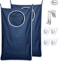 KEEPJOY 2 Pack Large Hanging Laundry Hamper Bag, 35x21.6 Inch Oversized Clothes Hanging Laundry bag with Hooks, Perfect for Managing Dirty Clothes Storage Bag (Blue,2-Pack)