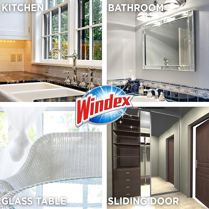 Pledge Expert Care Wood Wipes & Windex Glass Cleaning Wipes Bundle, 24ct Lemon Scent Wood Wipes & 38ct Original Glass Wipes for Surface Cleaning