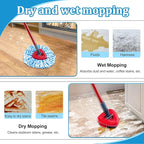 Spin Mop Handle, Mop Heads Replacements,Scrubber Brush and Mop Base Compatible with Ocedar RinseClean 2-Tank System, Mop Handle and Head Replacement Combo Set for Wet Dry Use Floor Cleaning