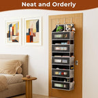5 Tier Over The Door Organizer - Large Capacity Behind Door Hanging Shelves with 10 Mesh Pockets and Clear Windows, Closet Organizers and Storage for Bathroom, Bedroom, Nursery, 2 Pcak Black
