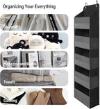 TYMENSH Over Door Organizer with 5 Large Pockets, Heavy Duty Hanging Organizer Storage, Closet Bathroom Nursery Bedroom Dorm, Toys Cosmetics Sundries and Baby Essentials, Black