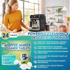Coffee Machine Cleaner Descaler Tablets, 24 Count Coffee Maker Cleaner for Breville, Moccamaster, Nespresso, Keurig, Ninja, Delonghi, Espresso Machine Cleaning Tabs, Deeply Descales for Coffee Maker