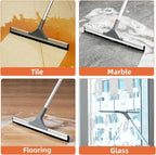 Eazer Floor Squeegee Broom: Heavy Duty Scrubber with Extendable 60'' Aluminum Pole and Rubber Blade for Kitchen, Swimming Pool, Concrete Floors,Shower,Tiles,Garages,Windows,Glass,Pet Hair Removal