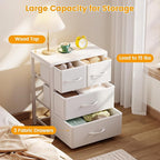 Homeiju Stackable 4-Drawer Fabric Dresser with Waterproof Wood Top – Closet Organizer & Storage Drawers for Bedroom, Modern Metal Frame Design (3 Tier)