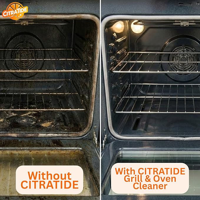 CITRATIDE Grill & Oven Cleaner Spray – Heavy Duty Plant-Based Citrus Degreaser Cleans and Degreases BBQ Cooking Grates and Racks, Pellet and Electric Smokers– Non-Toxic, USA Made (32 fl oz)