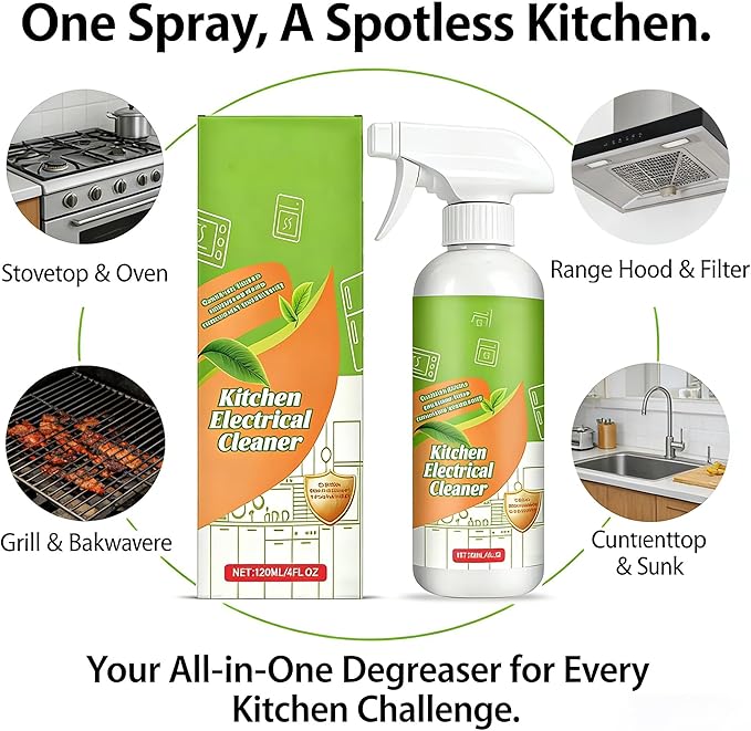 Electrolyzed Ion Kitchen Cleaner Spray - Natural Ingredient Formula & Multi-Purpose Cleaner-Purpose Degreaser for Oven, Stove, Grill, Range Hood & All Kitchen Appliances (2)