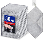 Wangjinpeng 50 PCS 3-Layer Non-Scratch Multipurpose Steel Wire Dishcloths - Reusable Quick-Dry Odor-Free Scrub Cloths for Dishes, Kitchen Cleaning Cloths for Cookware, Sinks, Stove Tops(7.87X7.87)