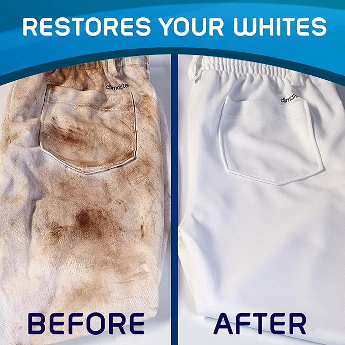 OUT White Brite Laundry Whitener Powder, Stain Remover Detergent Booster for Clothes, Removes Red Clay and Rust Stains on White Clothing and Uniforms