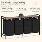 Heybly Laundry Hampers, 4 × 15Gal (228 L) Laundry Basket with Large Desktop Sorter for Laundry Room organization, Bathroom and Dorm Laundry Bags on Storage Shelf, Rustic Brown HLH004SR