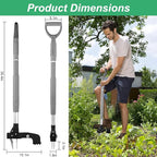 Weed Puller Tool,Gardening Stand Up Weeding Tool with 40" Long Handle Heavy Duty,4-Claws Manual Weeder Remover,Weeder Root Without Bending for Dandelion Gardening Yard Patio（Grey）