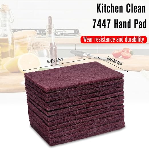7447 General Purpose Scrub Pad - Maroon, 6" X 9", 20PCS Abrasive Finishing Pad for Paint Prep, Scuffing, Scouring, Sanding, Adhesion Scratch