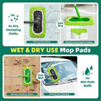 Reusable Mop Pads Compatible with Swiffer Sweeper - Pet Heavy Duty Wet Cloth Refills & Multi-Surface Dry Sweeping Cloth Refill - Washable Wet Pads Refill for Mopping Floors (Mop not Included)