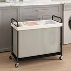 ELYKEN Laundry Hamper 4 Section, 140L Rolling Laundry Sorter with Removable Liner Bag, Laundry Basket with Wheels, Steel Frame with Metal Handle, Clothes Hamper Cart for Laundry Room & Bedroom