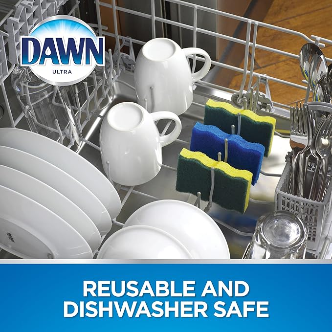 Dawn Non-Scratch Kitchen Dish Sponges, Blue (Pack of 9)