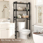 Besiost Over The Toilet Storage Rack - 3 Tier Bathroom Organizer with Shelves, Freestanding Space Saver Storage Rack Above Toilet Stand with 4 Hooks for Restroom, Laundry, Black