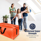 HOMESURE 12 Pack Large Strong Moving Bags with Zippers & Carrying Handles - Water-Resistant - Heavy Duty Storage Tote for Space Saving, Fold Flat, Alternative to Moving Box (Orange)