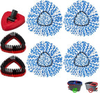 Mop Heads Replacements for O-Cedar RinseClean 2-Tank Spin Mop, Mop Replace Head for O Cedar, Mop Heads Include 4 Pack Mop Refills, 2 Scrubber Mop Heads, 1 Mop Base, Reusable, Easy to Replace