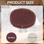 uxcell 8Pcs Scrubber Scouring Pad, 2 Inch 800 Grits Drill Power Brush Hoop and Loop Scrub Pads Discs Polishing Pad for Household Furniture Automotive Cleaning, Dark Red