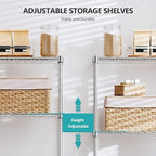 IZEUK 5-Tier Chrome Metal Storage Shelves, Adjustable Wire Shelving Unit for Kitchen, Bathroom, Pantry, Office, Garage, Organizer Wire Rack, 1250 lbs, 13.7" D x 23.6" W x 63" H