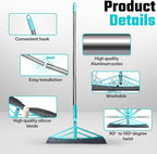 Magic Broom Squeegee Dog Pet Hair Remover, Rotatable, Height Adjustment - Silicone Broom Pet Hair Remover for All-Surfaces Hardwood Floors, Rugs, Tile, Glass, Liquid-Dirt with 50" Handle