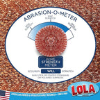 LOLA Copper Mesh Scouring Pad, 18 Grams, 12 Pack, eavy Duty Cleaning Pads, Copper Coated Knitted Flat Wire Mesh, Recyclable, Cleans Baked On Messes