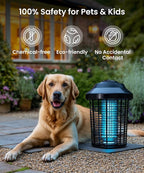 OWLTRA OMT-E80 In/Outdoor Electronic Insect Killer & Catcher Lamp for Mosquitoes, Gnats, Aedes Mosquitoes, Flies, Moths & More with 2*40W UV Light & 4200V High Voltage Grid, 1.5 Acre Coverage, Black