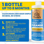 Uncle Todd's HVAC Drain Line Cleaner – 16oz / 8 Months Supply Bleach-Free, Fast-Acting, Long-Lasting AC Drain Line Solution for Tough Clogs & Buildup