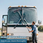 3 in 1 Window Squeegee for Home, Window Cleaning Kit with 60" Extension Pole, Professional Window Cleaner Tool for Outdoor Windows, Glass, Mirrors, Screens with 3 Microfiber Cloths & Screen Brush
