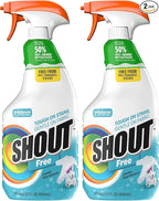 Shout Free Laundry Stain Remover Spray, Active Enzyme Formula is Fragrance, Bleach, and Dye Free, Removes Everyday Stains including Baby Stains - 22oz Spray (Pack of 2)