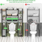 Besiost Over The Toilet Storage with 2 Drawers - 11 Tier Bathroom Organizer Freestanding Space Saver Storage Rack with Adjustable Shelf Above Toilet Stand with 4 Hooks for Restroom, Laundry, Grey Oak